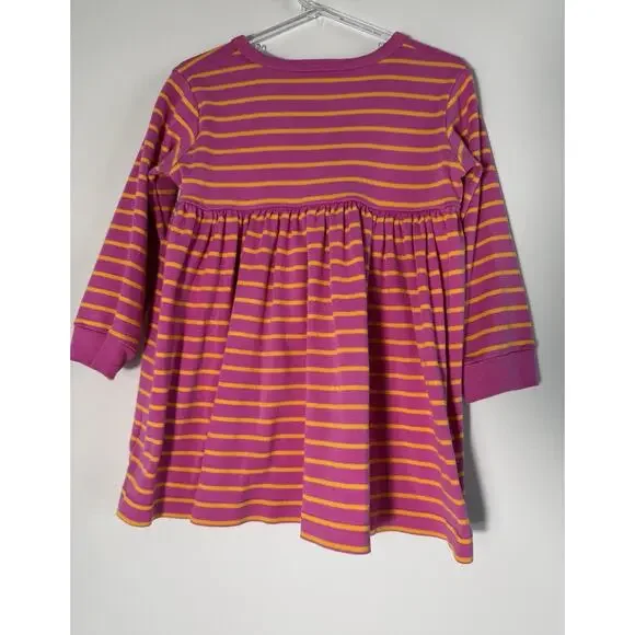 Hanna Andersson Girls Fit & Flare Pink Yellow Striped Cotton Dress Size 2-3T - Picture 6 of 6